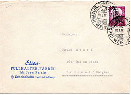 53299 - Bund - 1956 - 40Pfg. Heuss I EF A. Bf. SCHRIESHEIM -> Belgien - Lettres & Documents