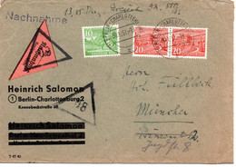 53301 - Berlin - 1951 - 10Pfg. & 2@20Pfg. Bauten A. NN-Bf. BERLIN-CHARLOTTENBURG -> Muenchen - Lettres & Documents