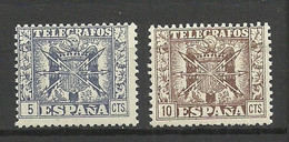 SPAIN Spanien Espana Telegrafos Telegraph Stamps Telegraphe 5 & 10 Cts. MNH - Télégraphe