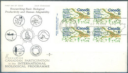 CANADA - 18.2.1970 - FDC - BIOLOGICAL - Mi 450 Yv 428 - Lot 24132 BLOC OF 4 - 1961-1970