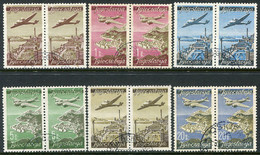 YUGOSLAVIA 1947 Airmail Both Types In Pairs Used.  Michel 515-20 I+II - Usados