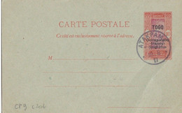 Carte Postale Entier Togo Dahomey AOF Occupation Franco Anglaise TAD Atakpam 1917 - Lettres & Documents