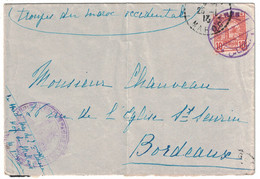 MAROC - TIMBRE POSTES CHERIFIENNES N°4 Sur LETTRE 1913 CACHET MEKNES HOPITAL DE CAMPAGNE Pour BORDEAUX FRANCE - Postes Locales & Chérifiennes