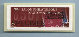 2021 75 Ans Du Salon Philatélique D'Automne SPECIMEN - 2010-... Vignettes Illustrées
