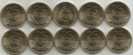 Costa Rica 25 Colones 2001. KM#229a  High Grade X 10 Pcs Wholesale - Costa Rica