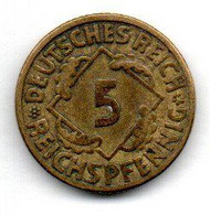 Allemagne  - 5 Reichspfennig  1926 F Grand 5  -  état  TB - 5 Renten- & 5 Reichspfennig