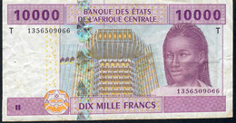 C.A.S. CONGO P110Td 10000 Or 10.000 FRANCS 2002 Signature 13 F-VF 2 P.h. - Central African States