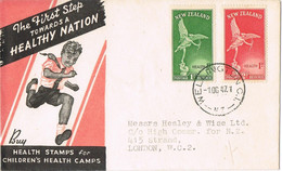 42527. Carta  Aerea WELLINGTON (New Zealand) 1947 To England. Health Stamps - Lettres & Documents