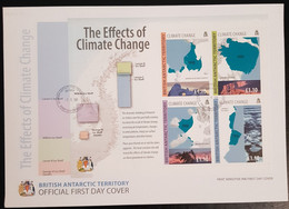 2009 British Antarctic Territory - FDC Effects Of Climate Change Map, Carte, Landkarte, Mappa Michel Block 17 - Lettres & Documents