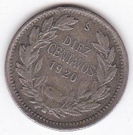 Chili 10 Centavos 1920 , En Argent , KM# 166 - Chile
