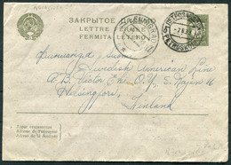 1933 USSR 15 Kon Stationery Cover Leningrad / St Petersburg - Swedish American Line, Helsingfors Finland (see Reverse) - Briefe U. Dokumente