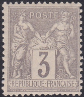 FRANCE, 1880, Type Sage, Gris, Gomme Intacte (Yvert 87) - 1876-1898 Sage (Type II)