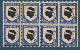 N° 755 CORSE VARIETE RF MAL IMPRIME DANS BLOC DE 8 ** - Unused Stamps