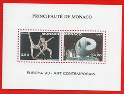 MONACO BLOC FEUILLET SPECIAL N° 20 EUROPA 1993 ART CONTEMPORAIN NEUF** LUXE RARE - Variétés