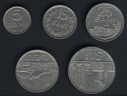 Rumänien, Lot 1966: 5+15+25 Bani + 1 Leu + 3 Lei, UNC - Roumanie