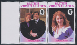 BRITISH VIRGIN ISLANDS 1986 Wedding Of Prince Andrew And Sarah Ferguson, MAJOR VARIETIES: Superb U/M MISSING COLOR - Iles Vièrges Britanniques