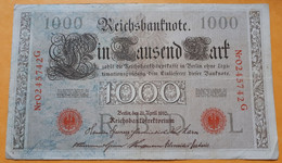 ALLEMAGNE 1000 MARK 1910 CACHET ROUGE ALPHABET L (UNDERPRINT) SERIE G P-44b/3 - 1000 Mark