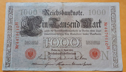 ALLEMAGNE 1000 MARK 1910 CACHET ROUGE ALPHABET N (UNDERPRINT) SERIE H P-44b/5 - 1000 Mark