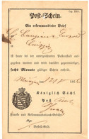 SAXONY 1866, Postal Receipt From The Royal Saxons Post For "Ein Rekommandirter Brief" = Registered Letter (Form 131 B. - - Sachsen