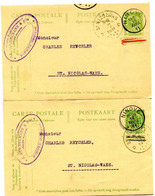 1911 2 Postkaarten Naar St Nicolas Van Ninove - J. STICHELMANS & Cie  - Zie Stempel - Postcards [1909-34]