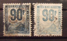 Lot De 2 Timbres De France Colis Postaux Petit Colis 1944. N° 20 Et 21. 70 F Bleu Et Turquoise - Oblitérés