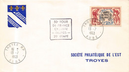 TOUR DE FRANCE CYCLISTE  1963 Enveloppe Philatélique A TROYES  Avec N°955 13/07/1963 - 1921-1960: Modern Tijdperk