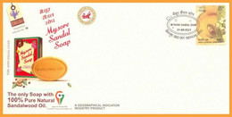 India 2021 Mysore Sandal Soap GI Tag Special Cover Scented, Sandalwood Soap, Oil Sandle Wood (**) Inde Indien - Brieven En Documenten