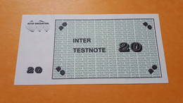 ITALIE CALIFORNIE INTER TESTNOTE SPECIMEN VALEUR 20 DIMENSIONS 7CM SUR 14CM - Fictifs & Spécimens