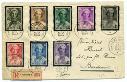 Mort De La Reine ASTRID  YT N°411à418 Sur Lettre Recommandée  De VERVIERS / Belgique / 1936 - Cartas