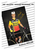 CARTE CYCLISME ANDREAS MULLER SIGNEE TEAM BOSCH KUCHE1991 - Cycling
