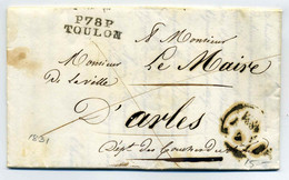 P78P TOULON - Ecrite Par Le Maire De LA VALETTE / Dept 78 Du Var / 1831 - 1801-1848: Voorlopers XIX