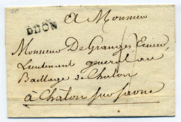 DIJON Lenain N°10  21x5  / Dept De Côte D'Or / Cachet De Cire Complet Au Verso - 1701-1800: Voorlopers XVIII