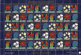 Denmark; Christmas Seals.  Full Sheet 1984; Christmas Flowers;  MNH (**) - Full Sheets & Multiples