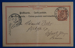 K4 WUTTENBERG BELLE CARTE 1895 WILDBAD  POUR ALLEMAGNE+ AFRANCHISSEMENT PLAISANT - Enteros Postales