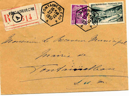 FONTAINEBLEAU: Lettre Recommandée , Cachet De Bureau De Recettes Auxilairies . 27-12-1951 - Bolli Manuali