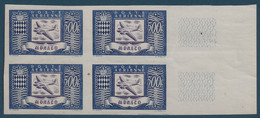 MONACO Poste Aérienne PA N° 43 Essais De Couleur MNH** Bloc De 4 En Bleu Noir Et Violet BDFeuille RR - Luftfahrt