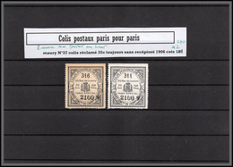 95249 Colis Postaux Paris Pour Paris N°37 Colis Non Réclamé 35c Cote 370 Euros Non Dentelés Haut 2 Nuances - Mint/Hinged