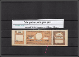95254a Colis Postaux Paris Pour Paris N°42 30c Brun Port Du 1917 Sans Non Imprimeur - Nuevos