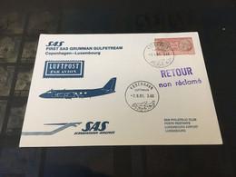 (3 C 3) Denmark - SAS Airline FDC - First Flight From Copenhagen To Luxembourg (RTS) 1981 - Airmail