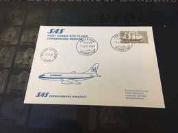 (3 C 3) Denmark - SAS Airline FDC - First Flight From Copenhagen To Bergen - 1977 - Poste Aérienne