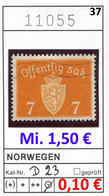 Norwegen 1937 - Norway 1937 - Norvege 1937 - Norge 1937 - Michel Dienst / Service 23 - Oo Oblit. Used Gebruikt - Officials
