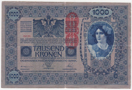 Austria P 59 - 1000 Kronen 2.1.1912 ( 1919 ) - Fine+ - Autriche