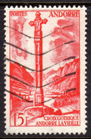 FRENCH ANDORRA - 1955 GOTHIC CROSS 15f STAMP FINE USED SG F152 - Usati