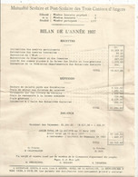 JCR, MUTUALITE SCOLAIRE ET POST SCOLAIRE DES TROIS CANTONS D'ANGERS , Bilan 1937, Frais Fr 1.75 E - Zonder Classificatie