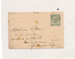 RÉGENCE DE TUNIS 1896 ENVELOPPE  DE TUNIS POUR ALGER - Storia Postale