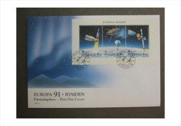 ASTRONOMY ASTRONOMIE SPACES WEDEN SUEDE SCHWEDEN 1991 EUROPA CEPT FDC Aurora Borealis MI 1663 - 1665 - Astronomie
