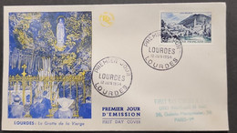 P) 1954 FRANCE, FDC, VIRGIN'S CAVE, LOURDES STAMP, CANCELLATION, BRANLY, VÉZELAY, STAMP, XF - Other & Unclassified