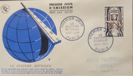 P) 1954 FRANCE, FDC, THE METRIC SYSTEM STAMP, QUARTER EARTH MERIDIAN, BASED METRE, XF - Other & Unclassified