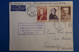 Q26 FRANCE BELLE LETTRE 1953 PREMIER VOL PARIS POUR JOHNESBURG +AFFRANCHISSEMENT PLAISANT - 1927-1959 Lettres & Documents