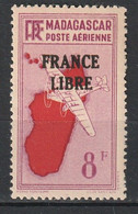 MADAGASCAR - PA N°47 ** (1942) Surchargés : France Libre - Posta Aerea